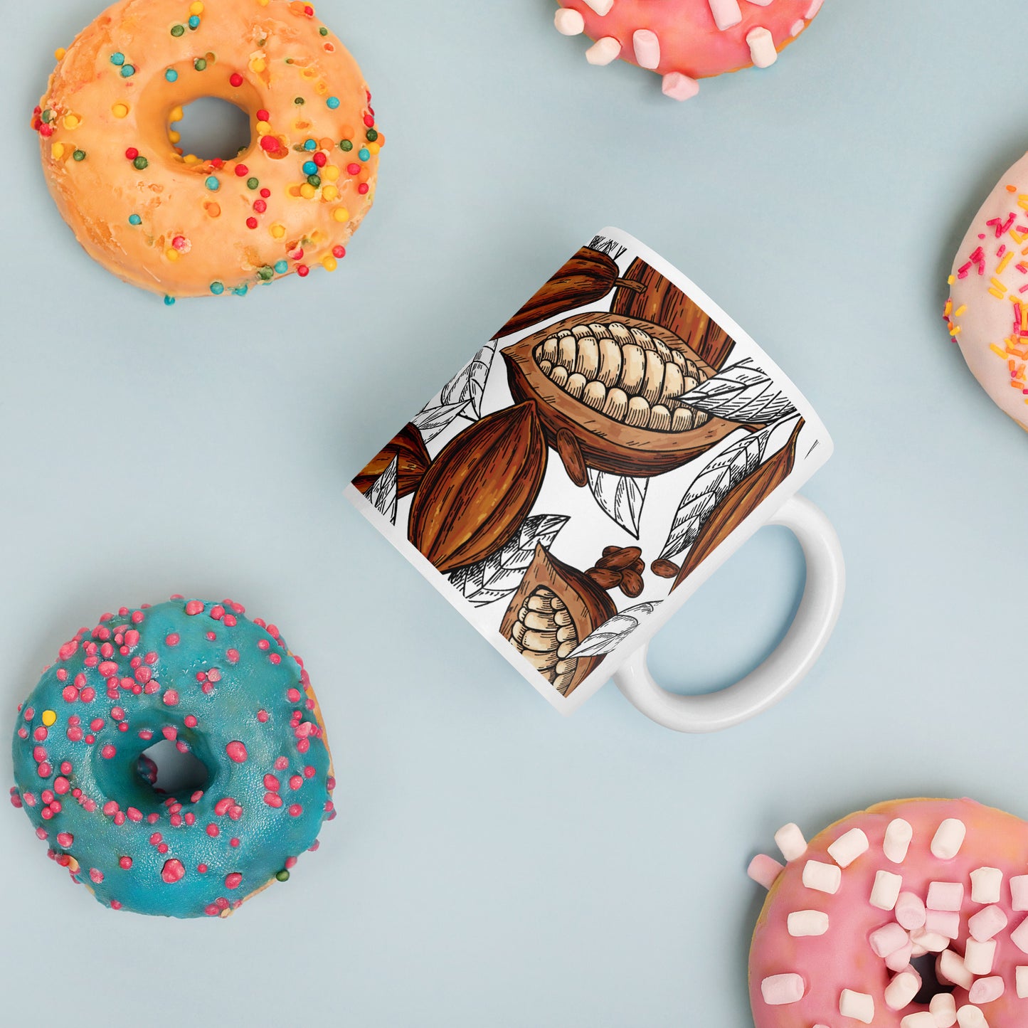 mug cacao avec donuts